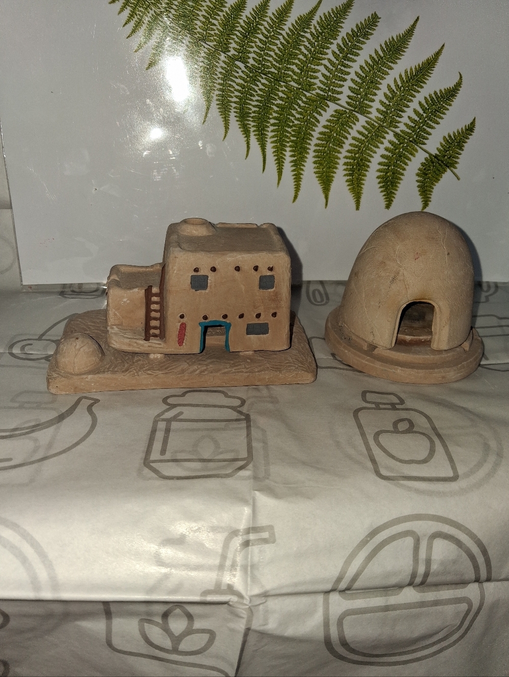 2 HANDMADE CASA ADOBE INCENSE BURNERS.